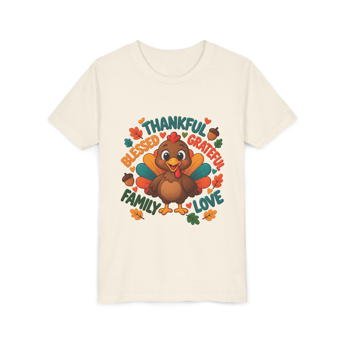 Thankful Hearts Kids’ Thanksgiving Turkey T-Shirt