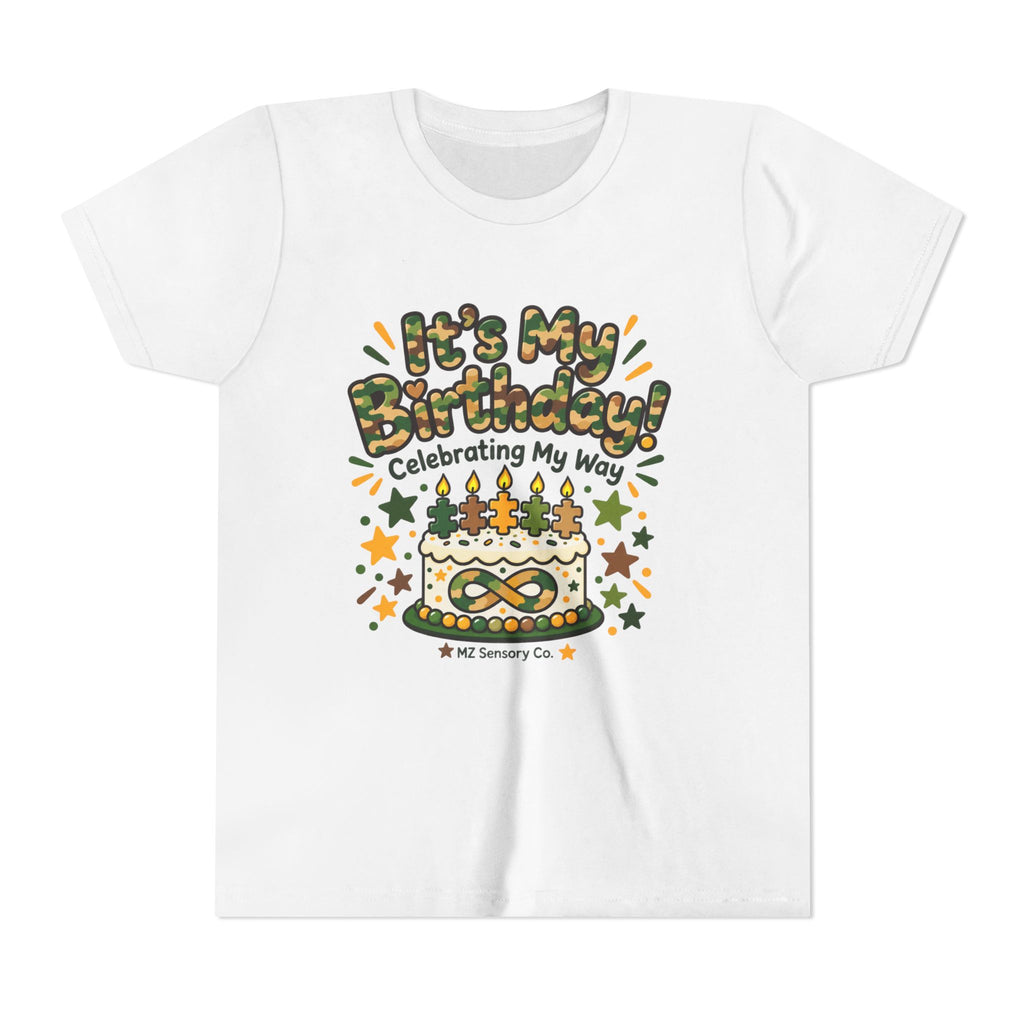 It’s My Birthday! Celebrating My Way – Camo Kids’ Birthday T-Shirt