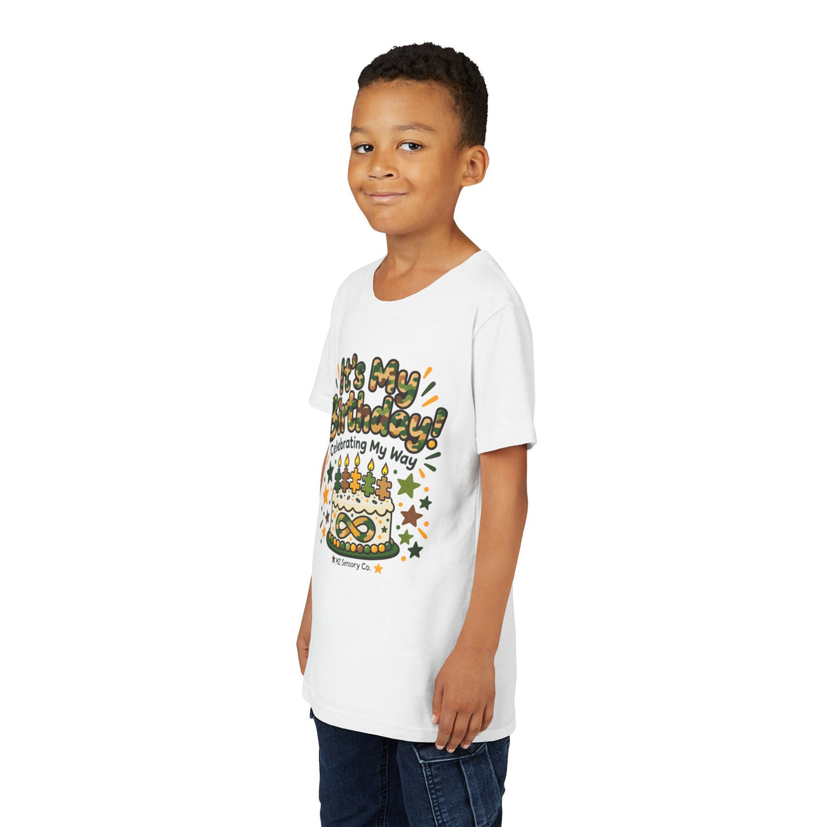 It’s My Birthday! Celebrating My Way – Camo Kids’ Birthday T-Shirt