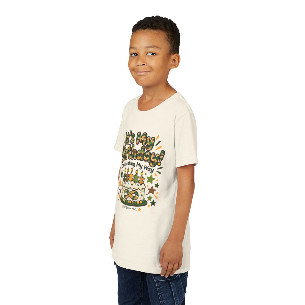 It’s My Birthday! Celebrating My Way – Camo Kids’ Birthday T-Shirt