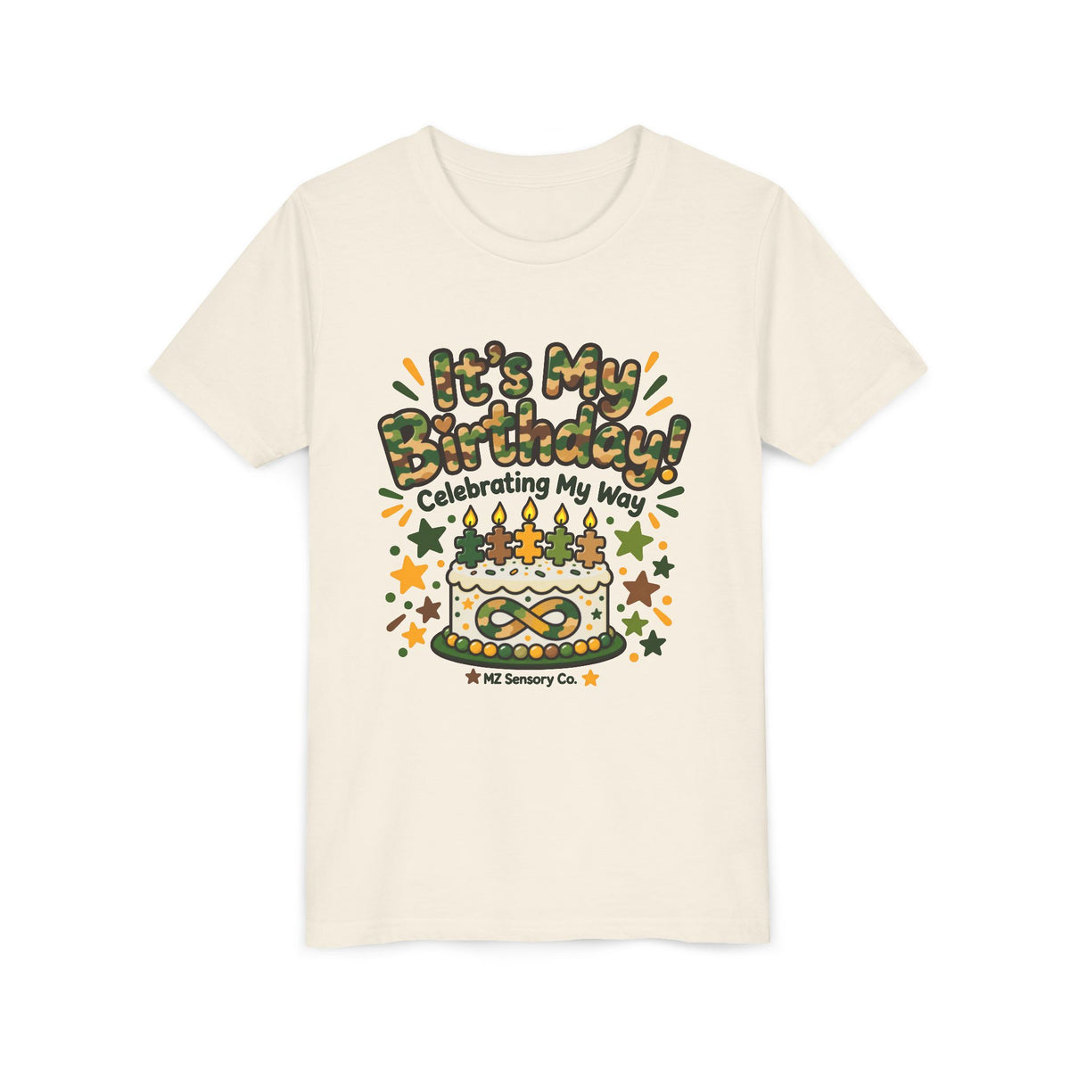 It’s My Birthday! Celebrating My Way – Camo Kids’ Birthday T-Shirt