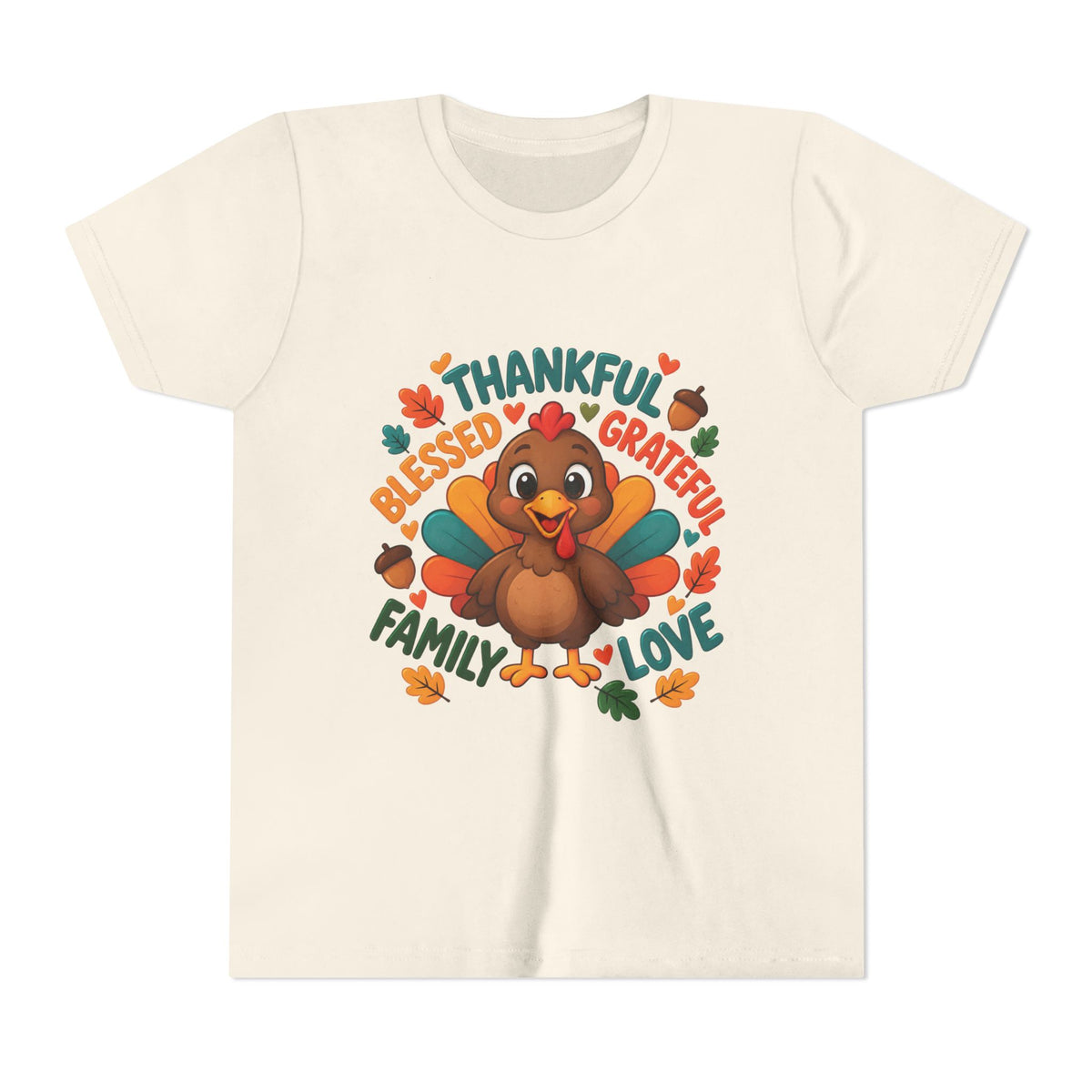Thankful Hearts Kids’ Thanksgiving Turkey T-Shirt