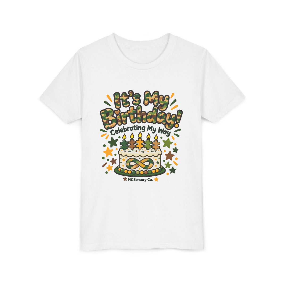 It’s My Birthday! Celebrating My Way – Camo Kids’ Birthday T-Shirt