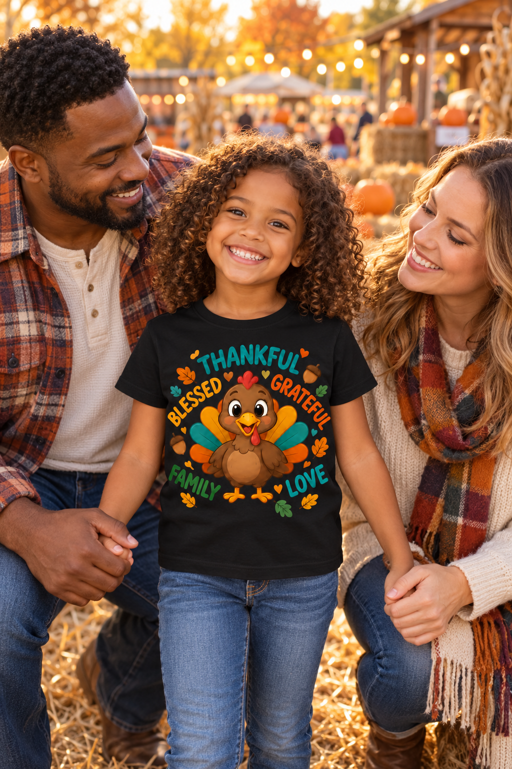 Thankful Hearts Kids’ Thanksgiving Turkey T-Shirt